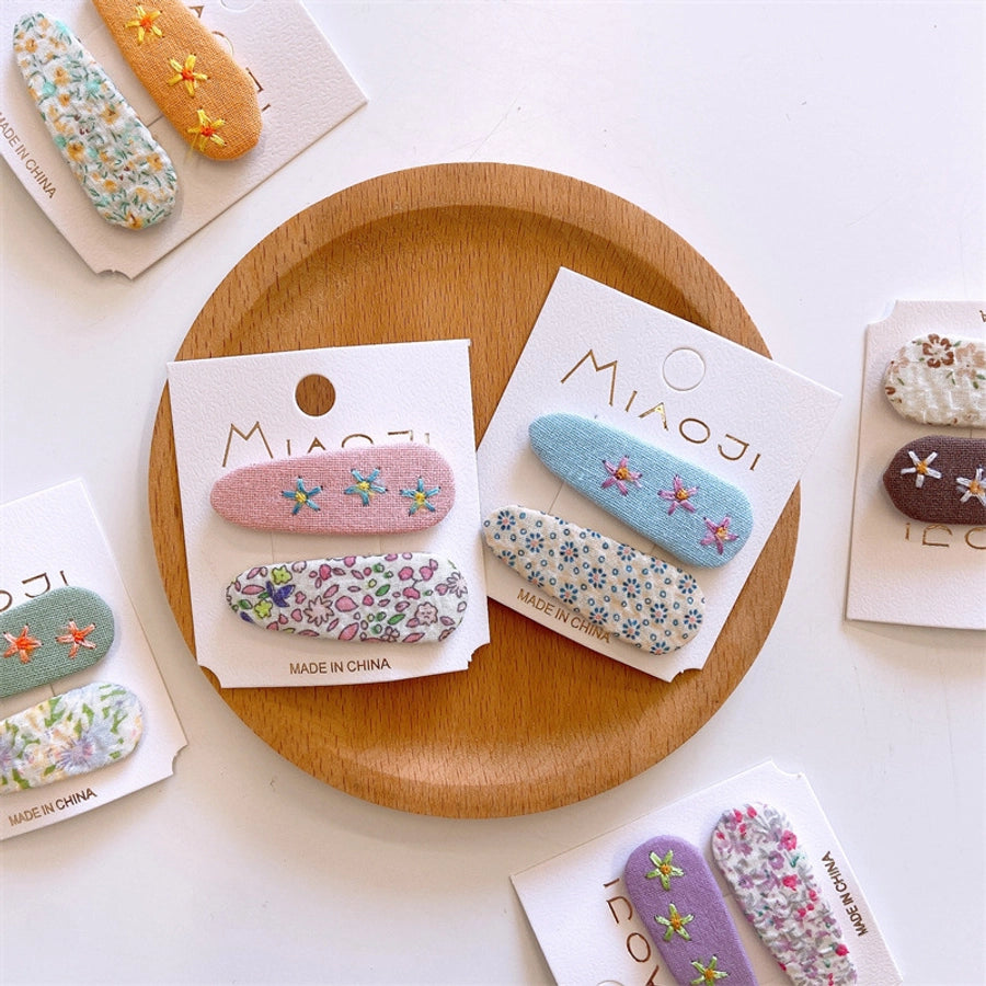 Girl'S Simple Style Classic Style Flower Cloth Contrast Collar Hair Clip