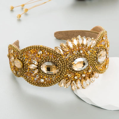 fashion geometric cloth inlay rhinestones hair band 1 piece