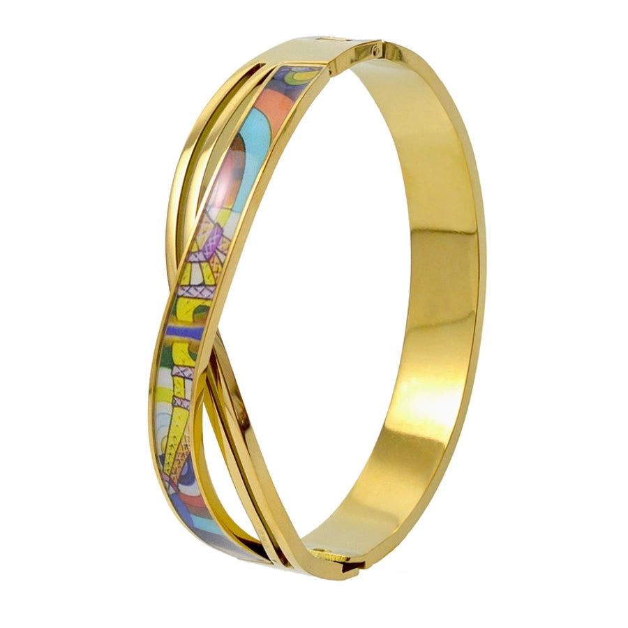 Nordic Style Luxurious Artistic Colorful Titanium Steel Gold Plated Titanium Steel Bangle In Bulk