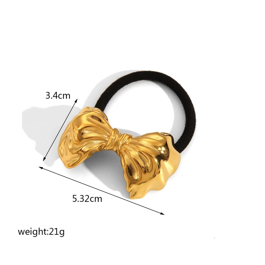 Women's Casual Modern Style C Shape Starfish Bow Knot 304 Stainless Steel Shiny Metallic Hair Tie