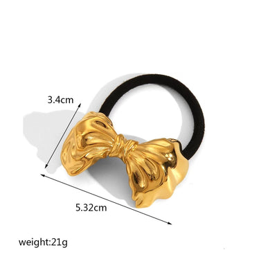 Women's Casual Modern Style C Shape Starfish Bow Knot 304 Stainless Steel Shiny Metallic Hair Tie