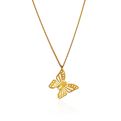 Jewelry Classic Style Commute Butterfly 304 Stainless Steel 18K Gold Plated Hollow Out Jewelry Set