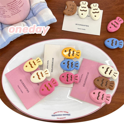 Candy Color Snapper Burned Hair Clip  Sweet Girl's Heart Cute Fish Bangs Clip Student  Hairpin Hair Accessories
