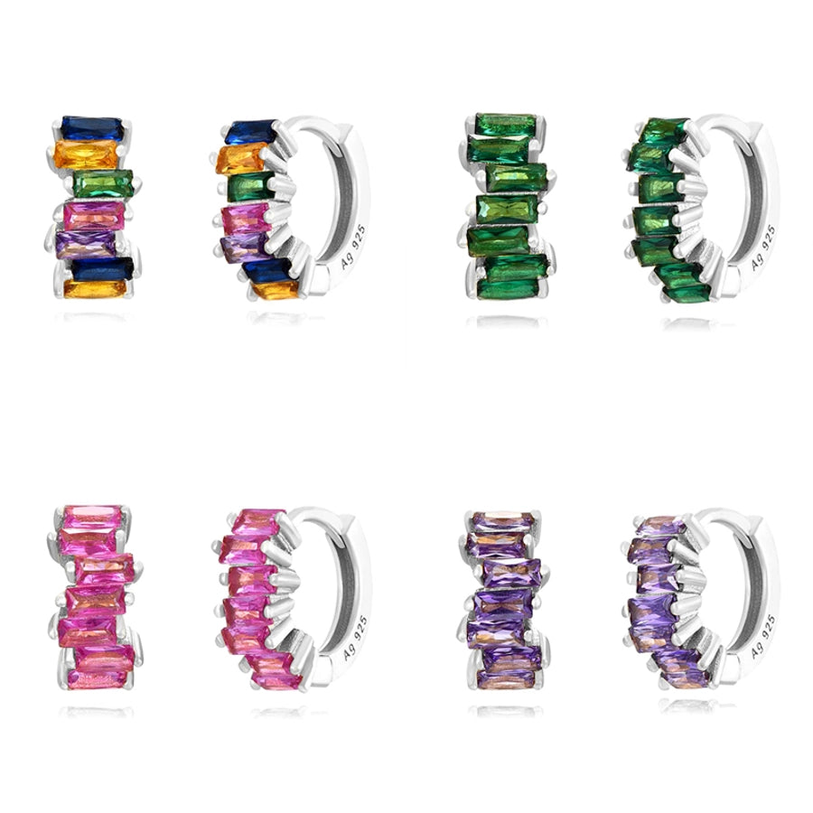 1 Pair Elegant Cute Shiny Geometric Copper Zircon 24K Gold Plated Hoop Earrings