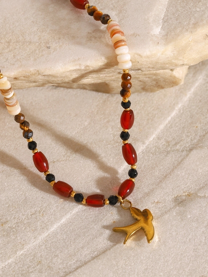 Simple Style Classic Style Swallow 304 Stainless Steel Pendant Necklace In Bulk