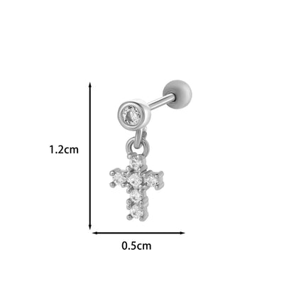 1 Piece IG Style Simple Style Korean Style Heart Shape Butterfly Bow Knot Inlay 316 Stainless Steel  Copper Zircon Ear Studs