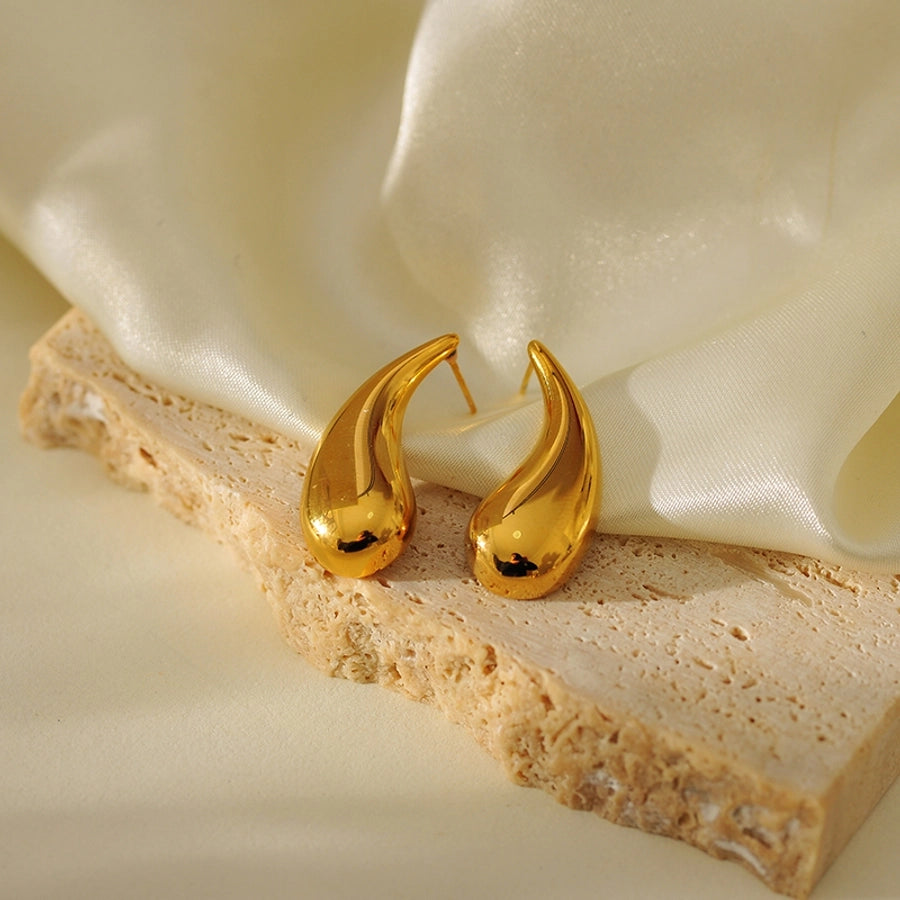 1 Pair IG Style Water Droplets 304 Stainless Steel Ear Studs