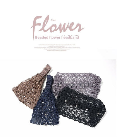 Plum Blossom Hollow Hair Band Nail Beads Shake Voice Internet Celebrity Wide Edge Pressed Hair Covering White Hair Headband Women's Headdress Headgear Hair Band