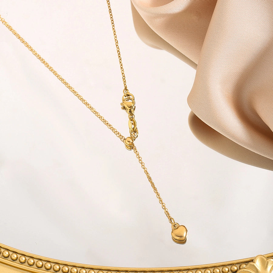 Jewelry Elegant Glam Heart Shape Titanium Steel 18K Gold Plated Pendant Necklace