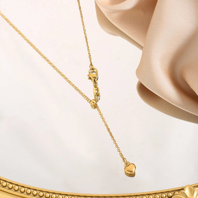 Jewelry Elegant Glam Heart Shape Titanium Steel 18K Gold Plated Pendant Necklace