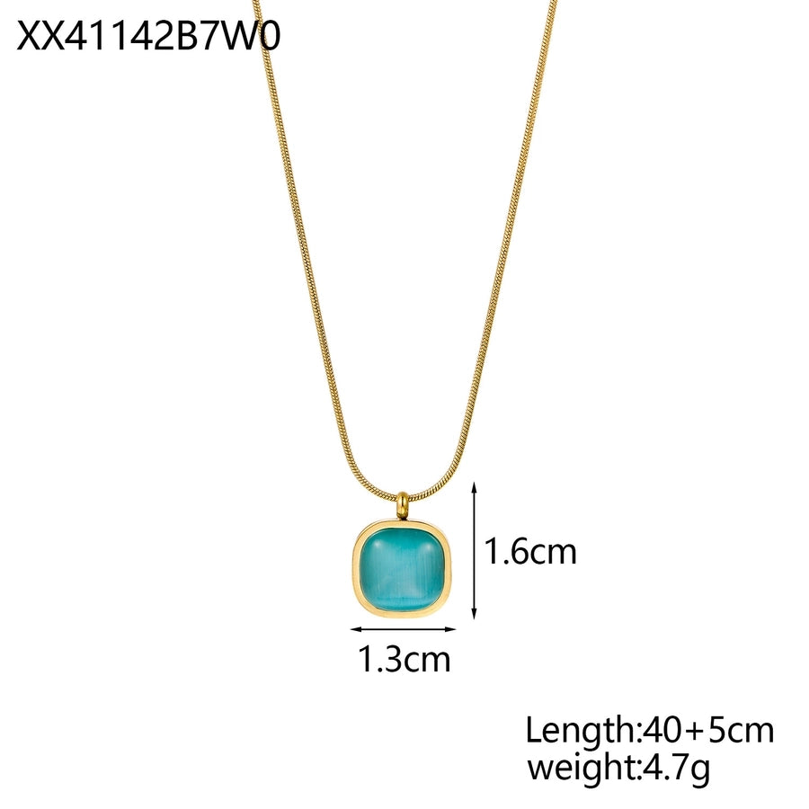 Jewelry Simple Style Bow Knot 304 Stainless Steel natural stone 18K Gold Plated Pendant Necklace