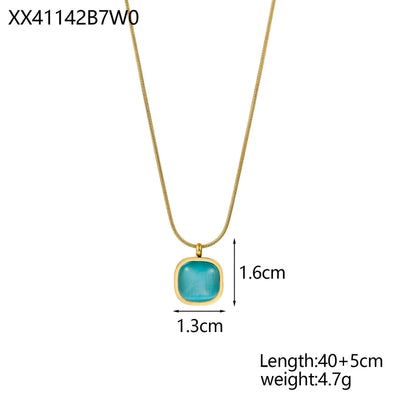 Jewelry Simple Style Bow Knot 304 Stainless Steel natural stone 18K Gold Plated Pendant Necklace