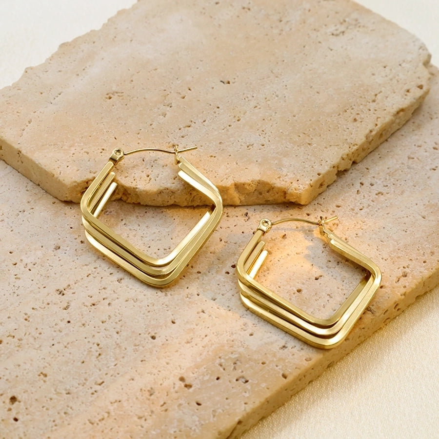 1 Pair Simple Style Geometric Titanium Steel 18K Gold Plated Earrings