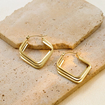 1 Pair Simple Style Geometric Titanium Steel 18K Gold Plated Earrings