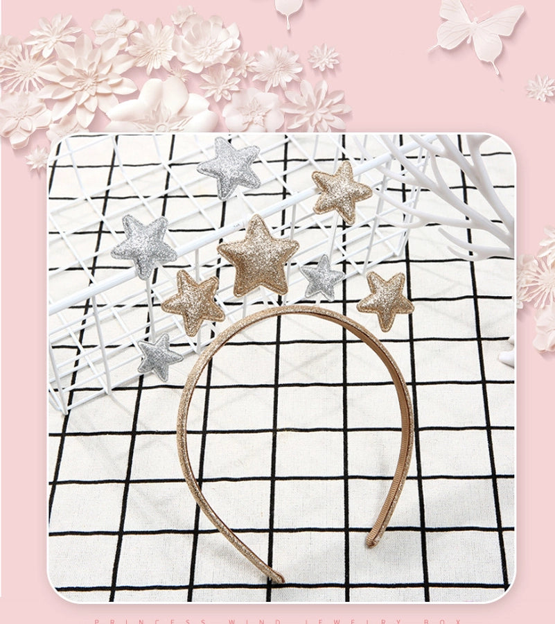 new Christmas creative small fresh five-pointed star children's hairband hair accessories metal around the side headband