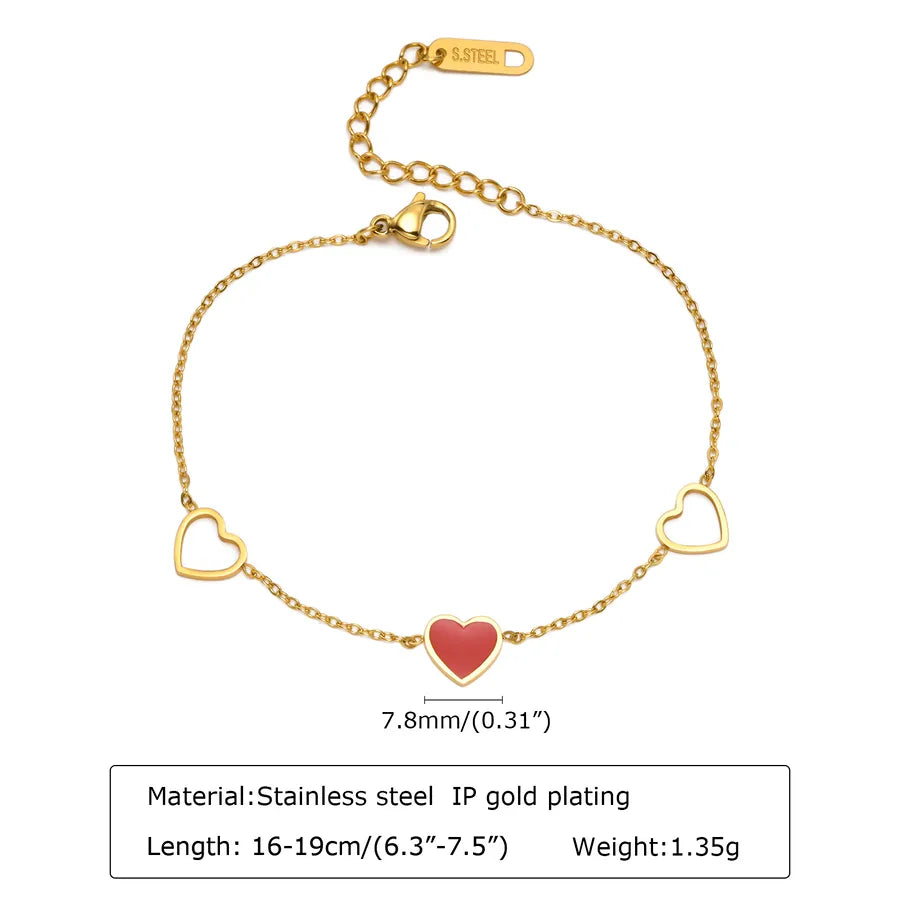 IG Style Korean Style Round Heart Shape Flower 304 Stainless Steel 18K Gold Plated Zircon Bracelets In Bulk