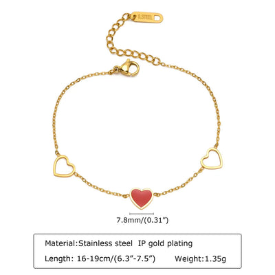 IG Style Korean Style Round Heart Shape Flower 304 Stainless Steel 18K Gold Plated Zircon Bracelets In Bulk