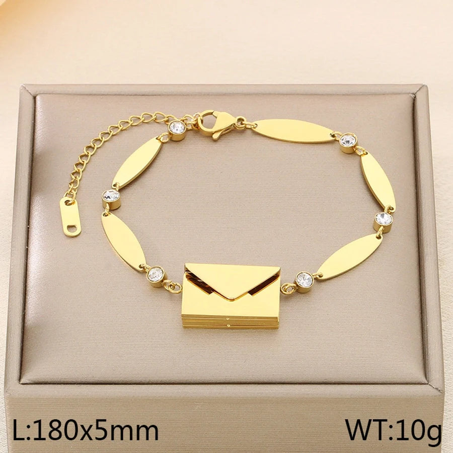 Elegant envelope Oval 304 Stainless Steel 18K Gold Plated  Bracelets In Bulk