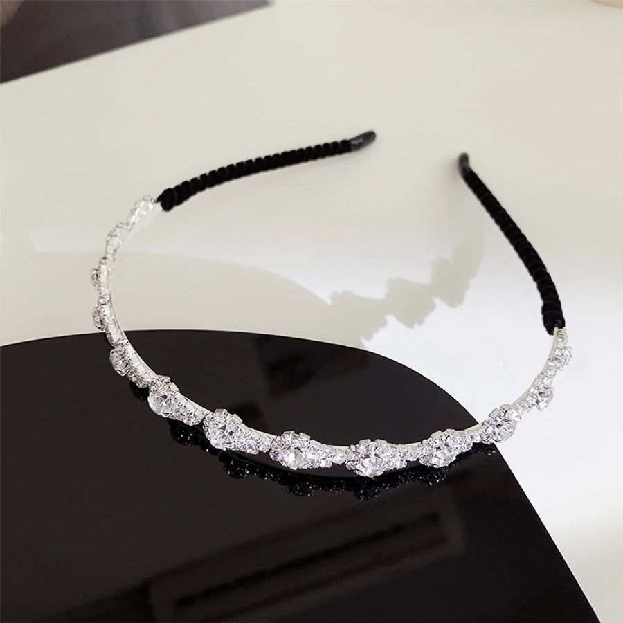 elegant simple style water droplets heart shape bow knot alloy inlay artificial rhinestones hair band