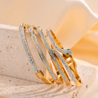 Classic Style Solid Color 304 Stainless Steel 18K Gold Plated Bangle In Bulk