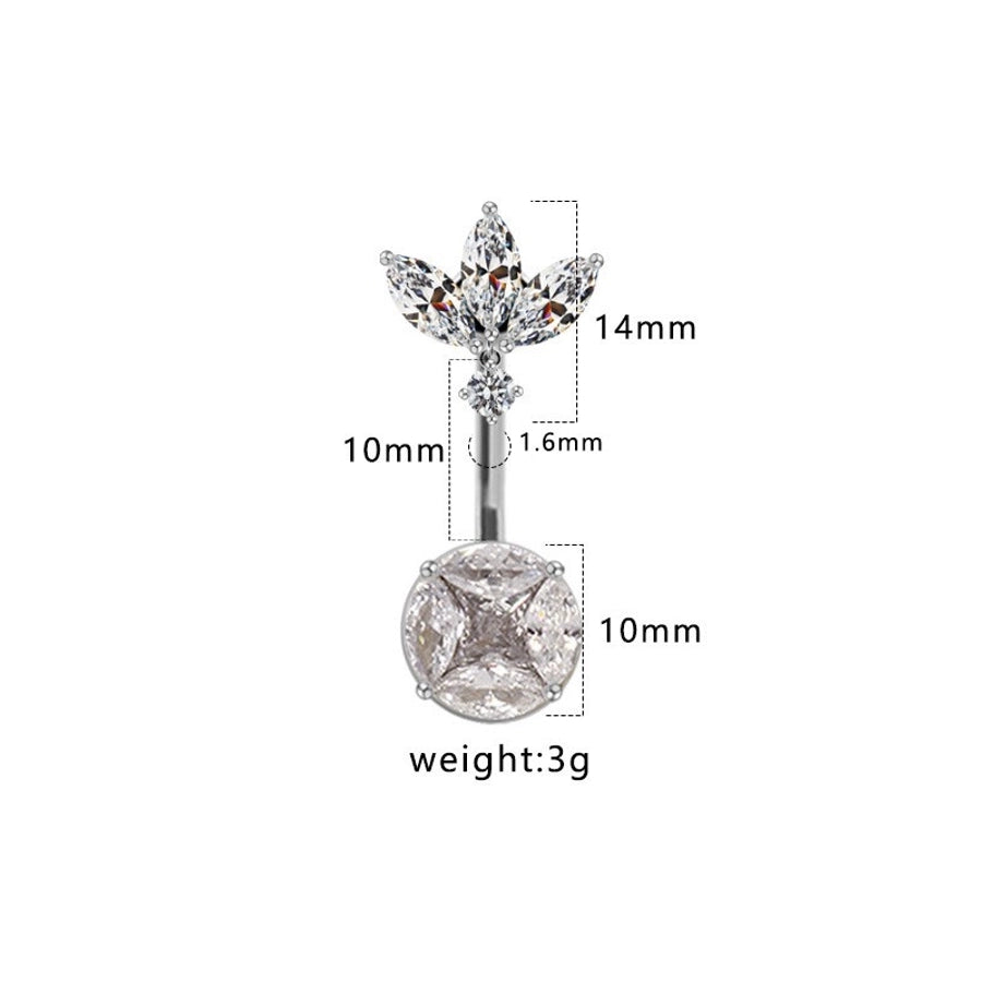 1 Piece Belly Rings Hip-Hop Sexy Heart Shape 316 Stainless Steel  Copper Plating Zircon White Gold Plated Gold Plated