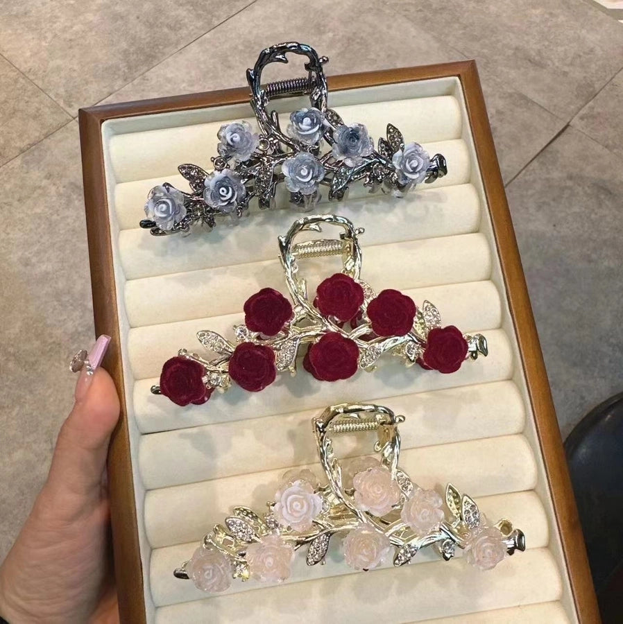 women's elegant romantic rose alloy hair claws