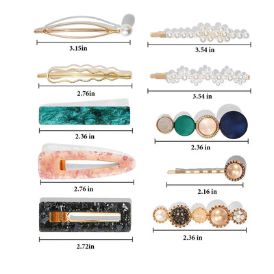 Hair Accessories Acetic Acid Side Clip Marble Effect Hairpin Pearl Candy Color Fashion Hairpin Combination Set