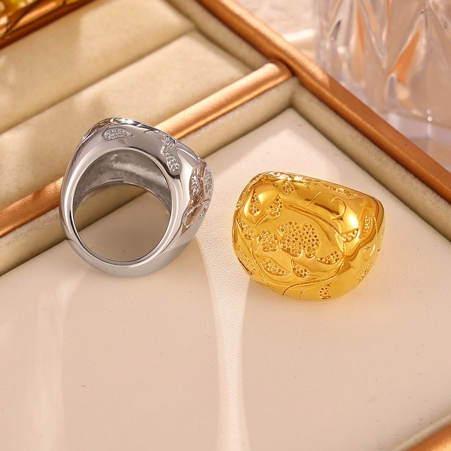 Jewelry Casual Elegant Modern Style Solid Color 304 Stainless Steel 18K Gold Plated Plating Rings