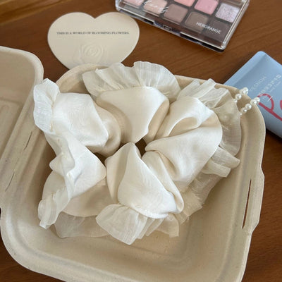 Korean Style Elegant Satin Mesh Lace Fabric Colon Hair Ring Girls' Cream Hair Hair Rope Women's Hair Rope