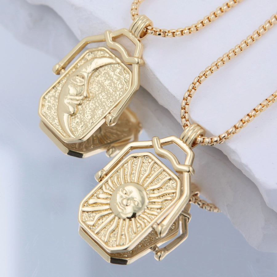 Classic Style Sun Copper 18K Gold Plated Unisex Pendant Necklace
