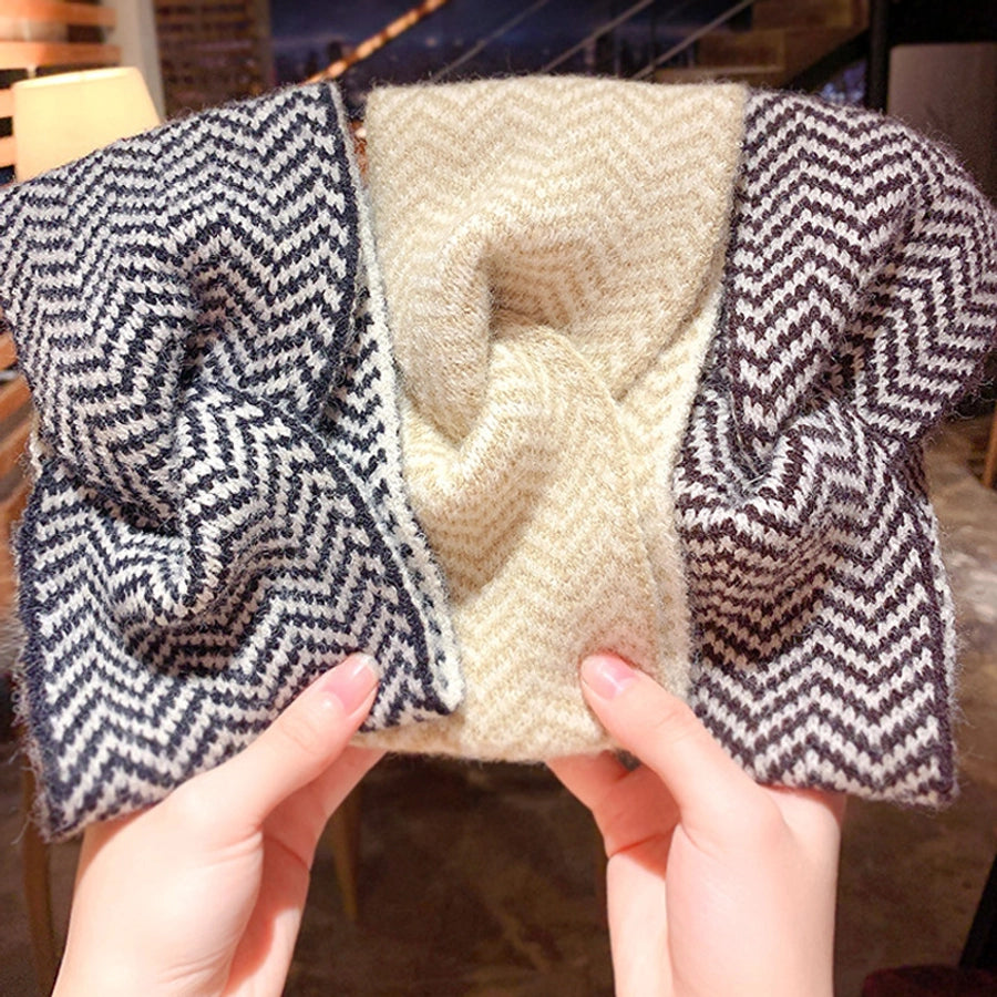 Women's Casual Simple Style Stripe yarn Rib-Knit Hair Band