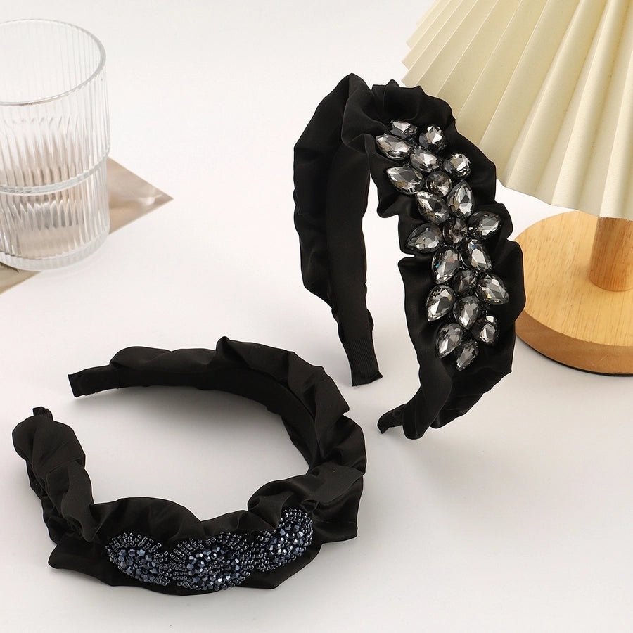 Women's Elegant Glam Circle Water Droplets Flower Plastic Glass satin Hair Band