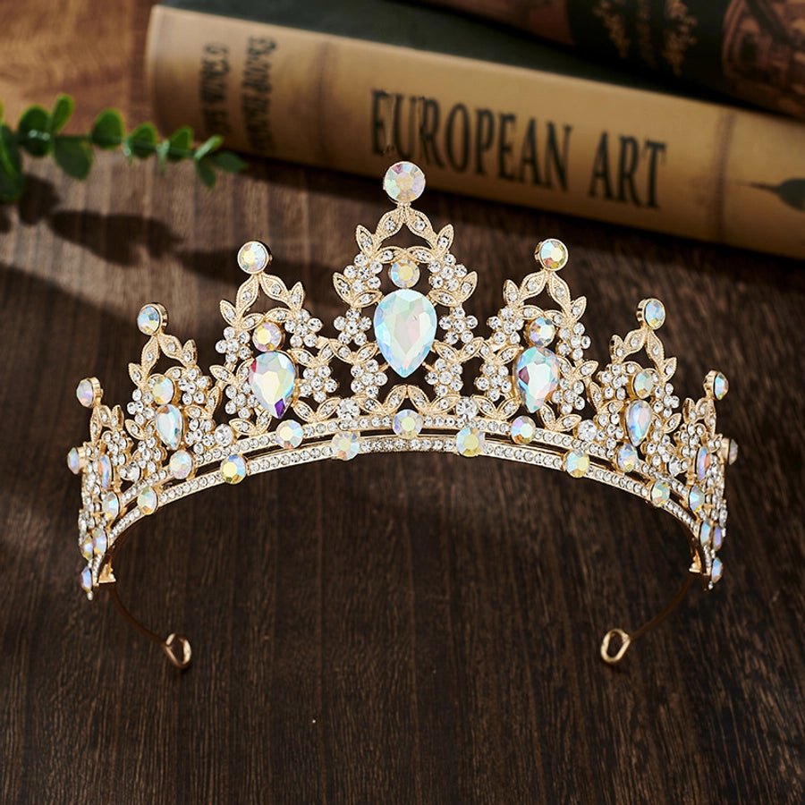 glam luxurious lady crown alloy plating inlay zircon crown