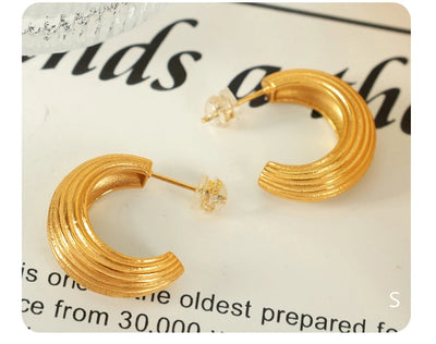 1 Pair IG Style Retro Classic Style C Shape Polishing Plating 304 Stainless Steel 18K Gold Plated Ear Studs