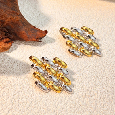 1 Pair Retro Classic Style Color Block Mixed Metal Plating 304 Stainless Steel 18K Gold Plated Ear Studs