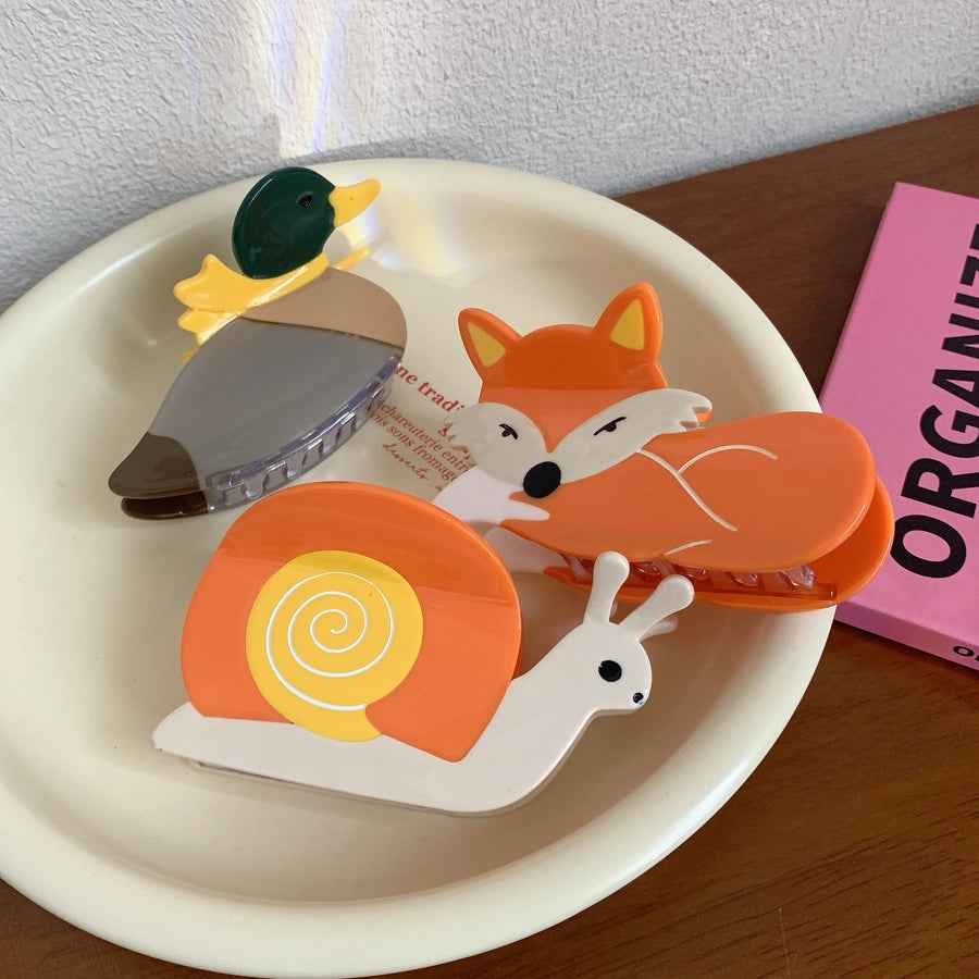 Women's Cute Fox Snails Duck Acetic acid sheets Hair Claws