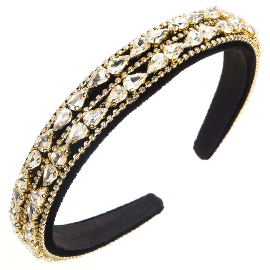 women's elegant luxurious water droplets alloy cloth inlay rhinestones hair band