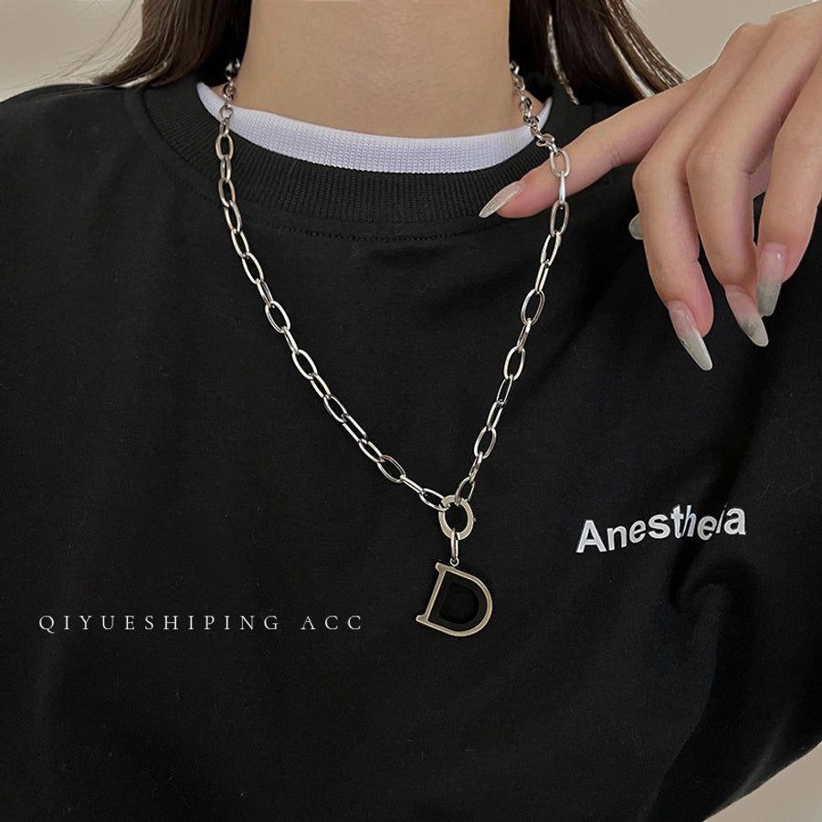 Jewelry Casual Simple Style Streetwear Letter Titanium Steel Plating Pendant Necklace