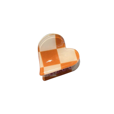 fashion heart checkerboard forehead mini grab clip side hairpin