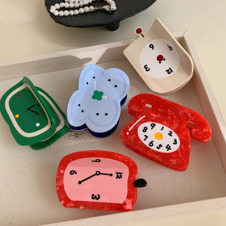 New Personalized Creative Acetate Alarm Clock Phone Shark Clip Back Head Updo Hair Claw Simple All-Match Hair Accessories