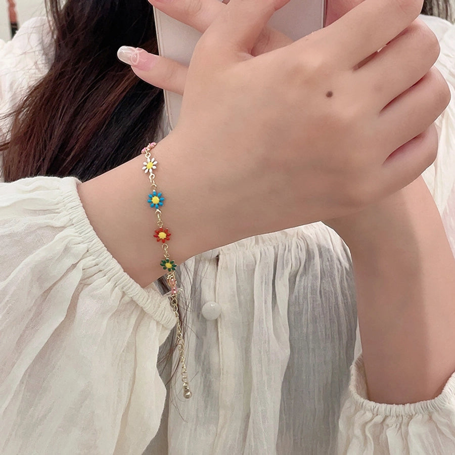 Copper Enamel Daisy Bracelets