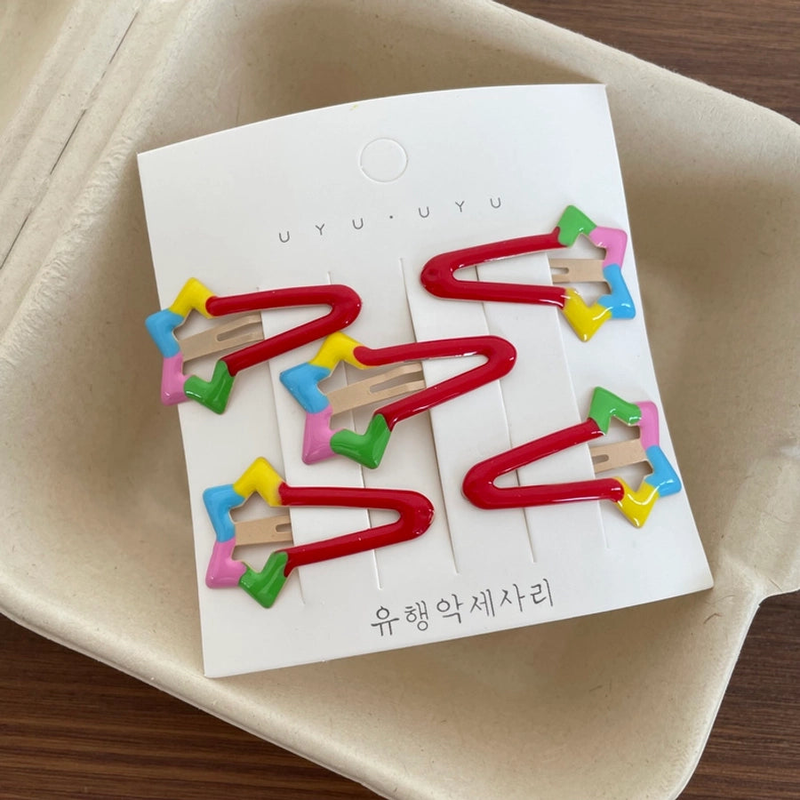 Girl'S Casual Cute Sweet Star Flower Metal Star Flowers Hair Clip