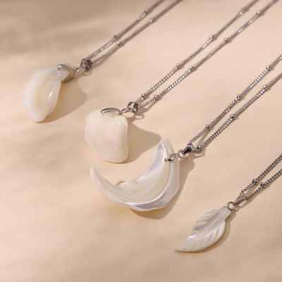 Jewelry Elegant Irregular Leaf 304 Stainless Steel Shell Pendant Necklace