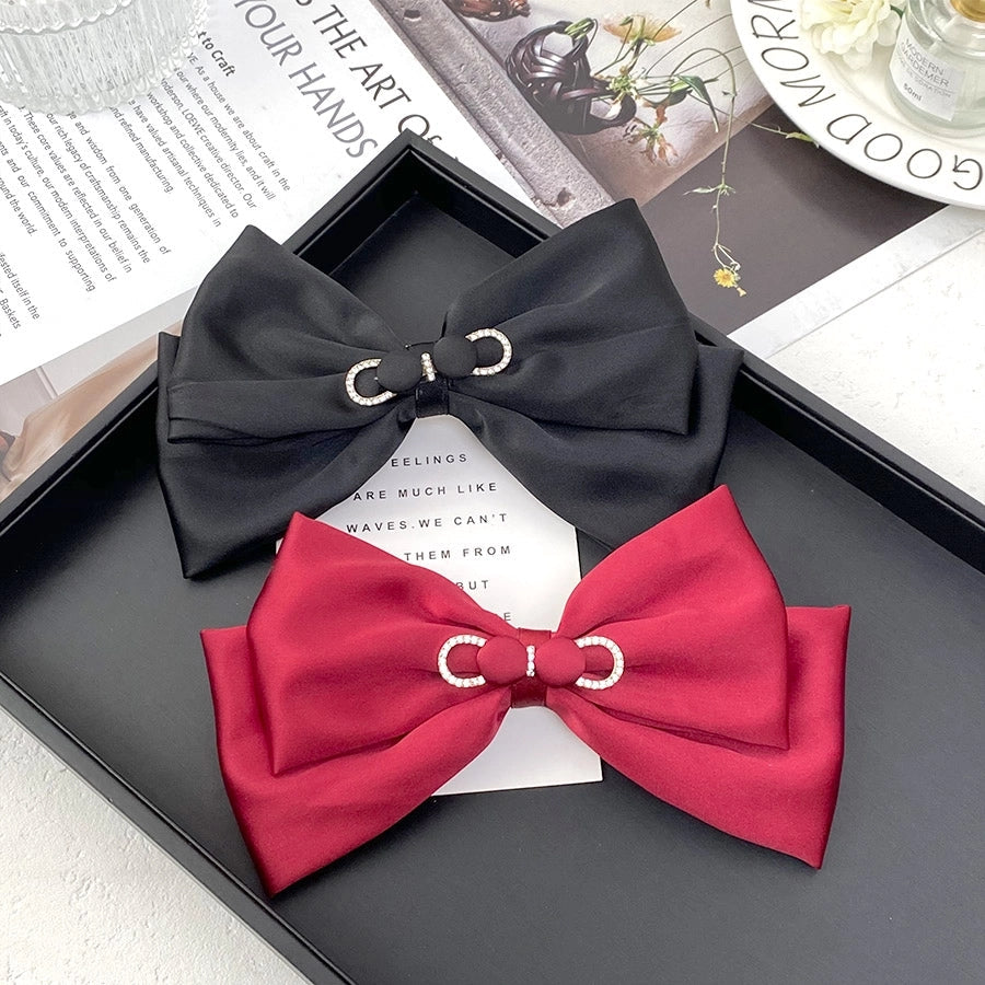 Women's Elegant Sweet Bow Knot Cloth Inlay Rhinestones Hair Clip
