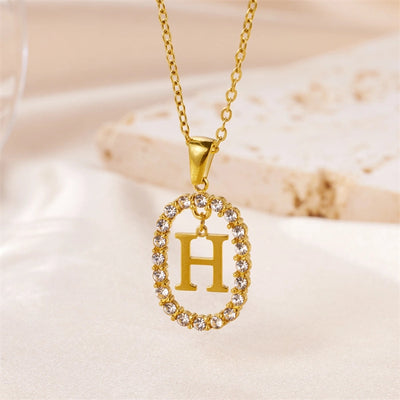 Jewelry Sweet Simple Style Artistic Letter 304 Stainless Steel Artificial Diamond Inlay Pendant Necklace