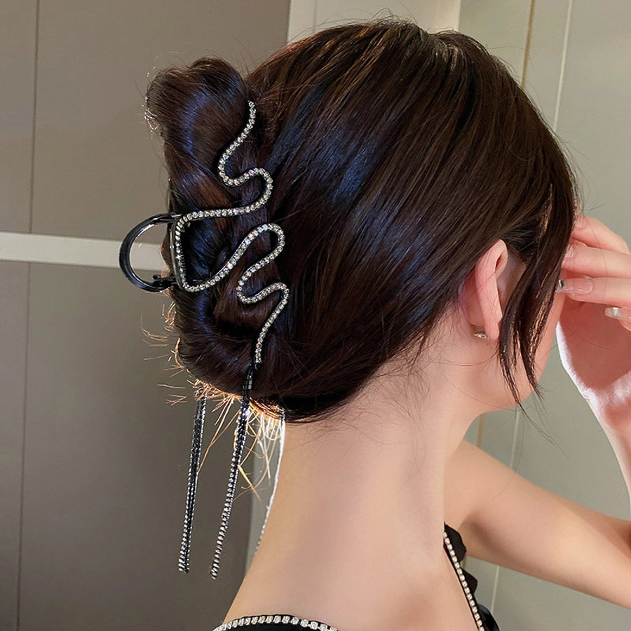 elegant geometric copper tassel rhinestones hair claws 1 piece