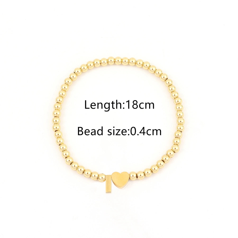 304 Stainless Steel Copper Letter Heart Shape Bracelets