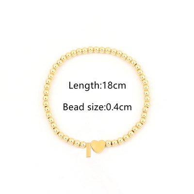 304 Stainless Steel Copper Letter Heart Shape Bracelets