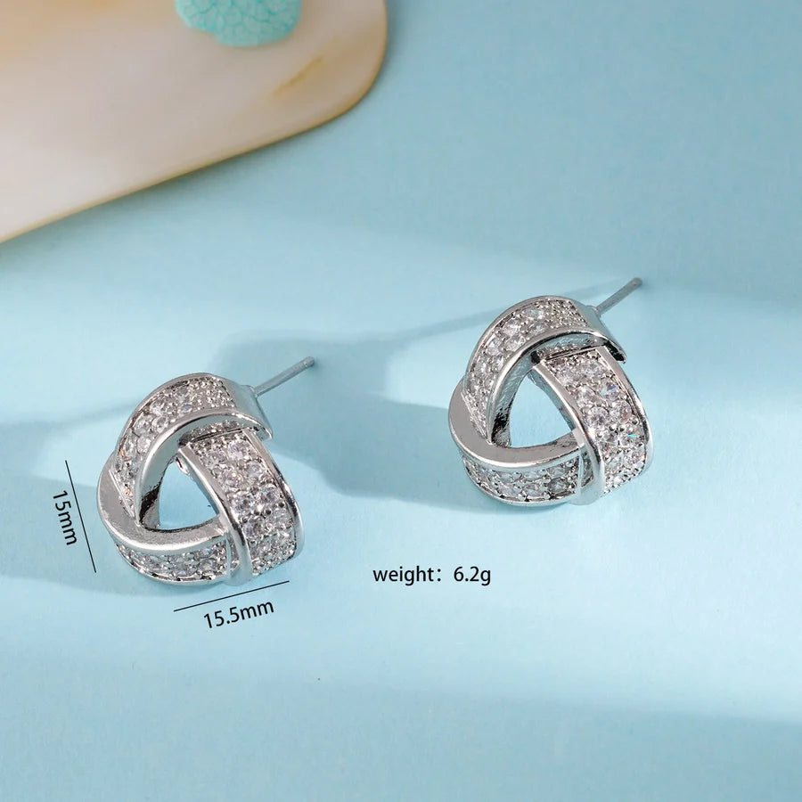 Jewelry IG Style Geometric 304 Stainless Steel Copper Zircon Inlay Earrings Necklace