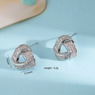 Jewelry IG Style Geometric 304 Stainless Steel Copper Zircon Inlay Earrings Necklace